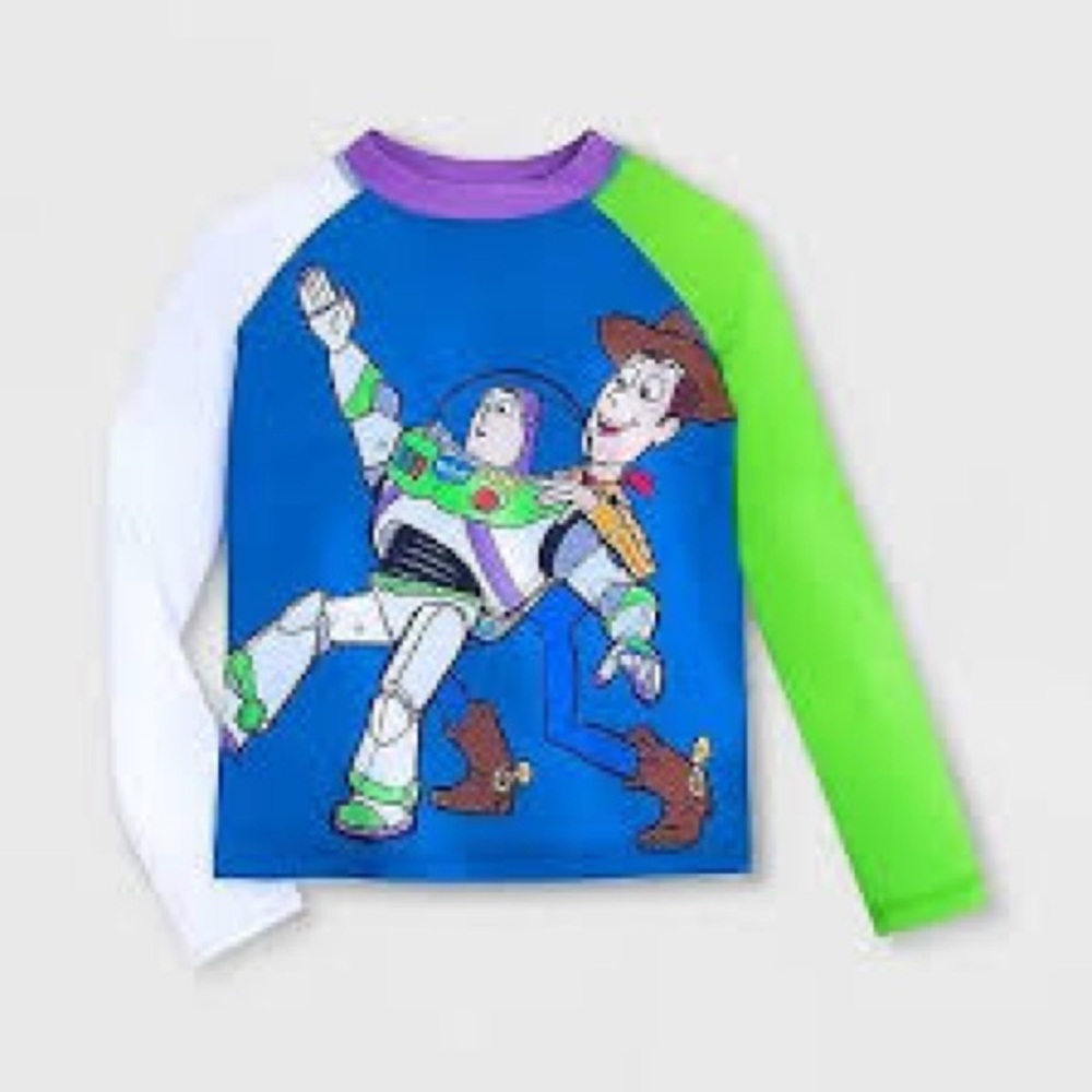 Boys' Disney Toy Story Swim Rash Guard Swimsuit Top &
Trunks SIZE 7/8